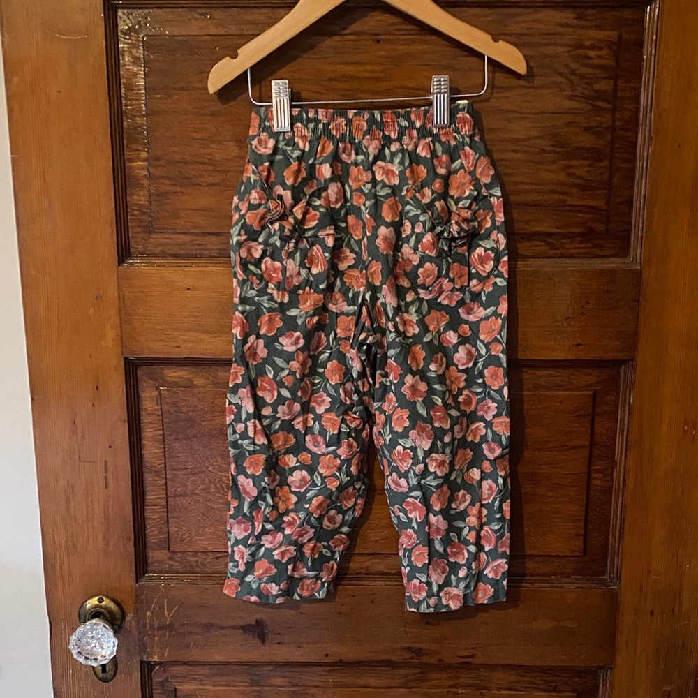 Vintage Laura Ashley Pink and Green Floral Kids Pants